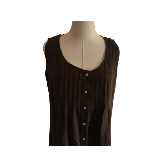 Russ Berens Dress Women's Size XS Brown Sleeveless Linen Button Up - Picture 3 of 7